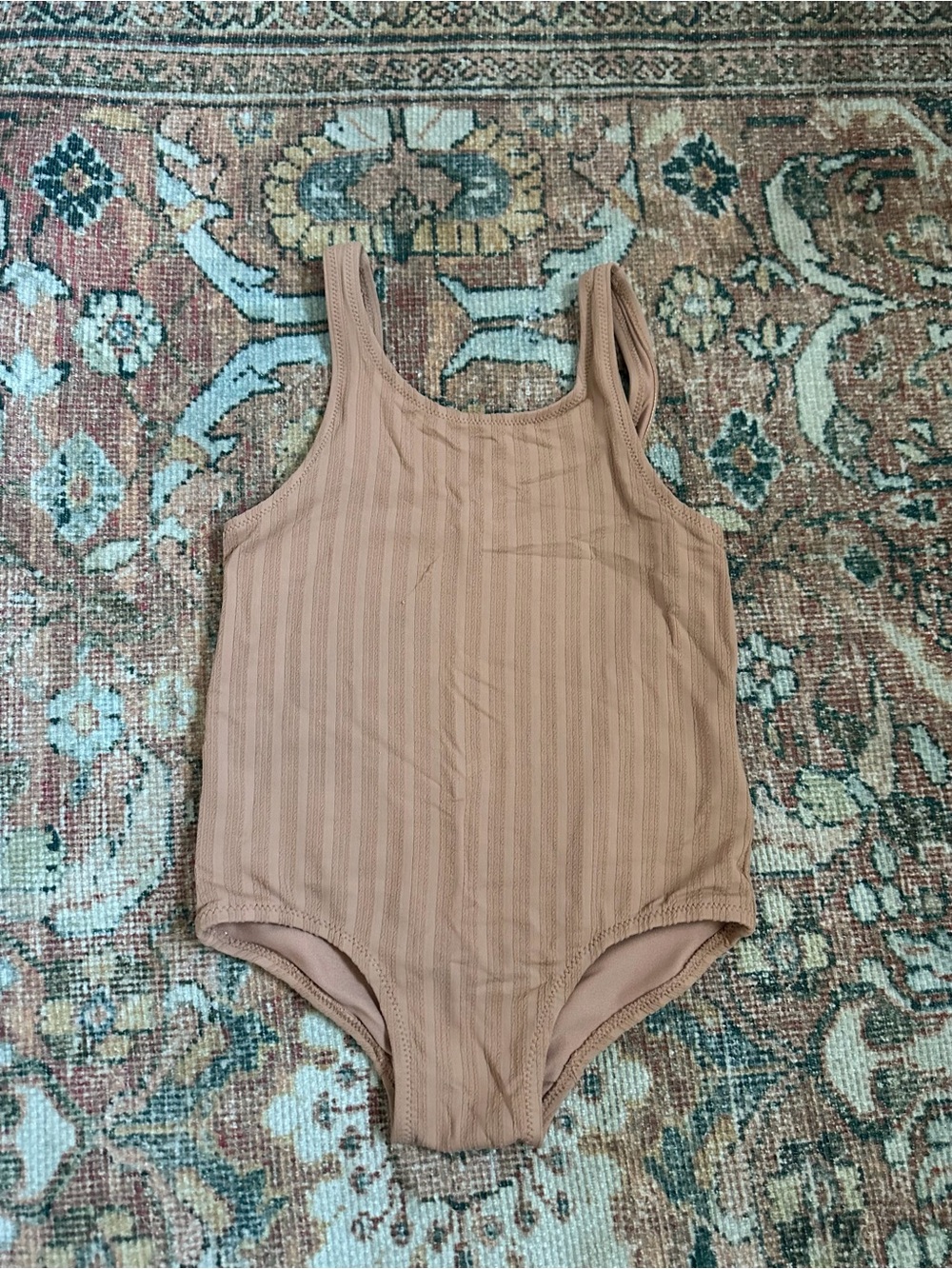 H&M Kids Ribbed One-Piece Swimsuit in Tan
